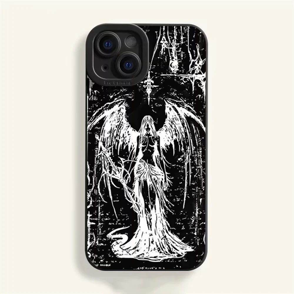 Luxury Clmj BURGA Black Angel Death demon Phone Case for Oppo Realme 11 10 9 9i C55 C53 C30 C35 C33 C31 C21Y C21 Pro 4G 5G Cover