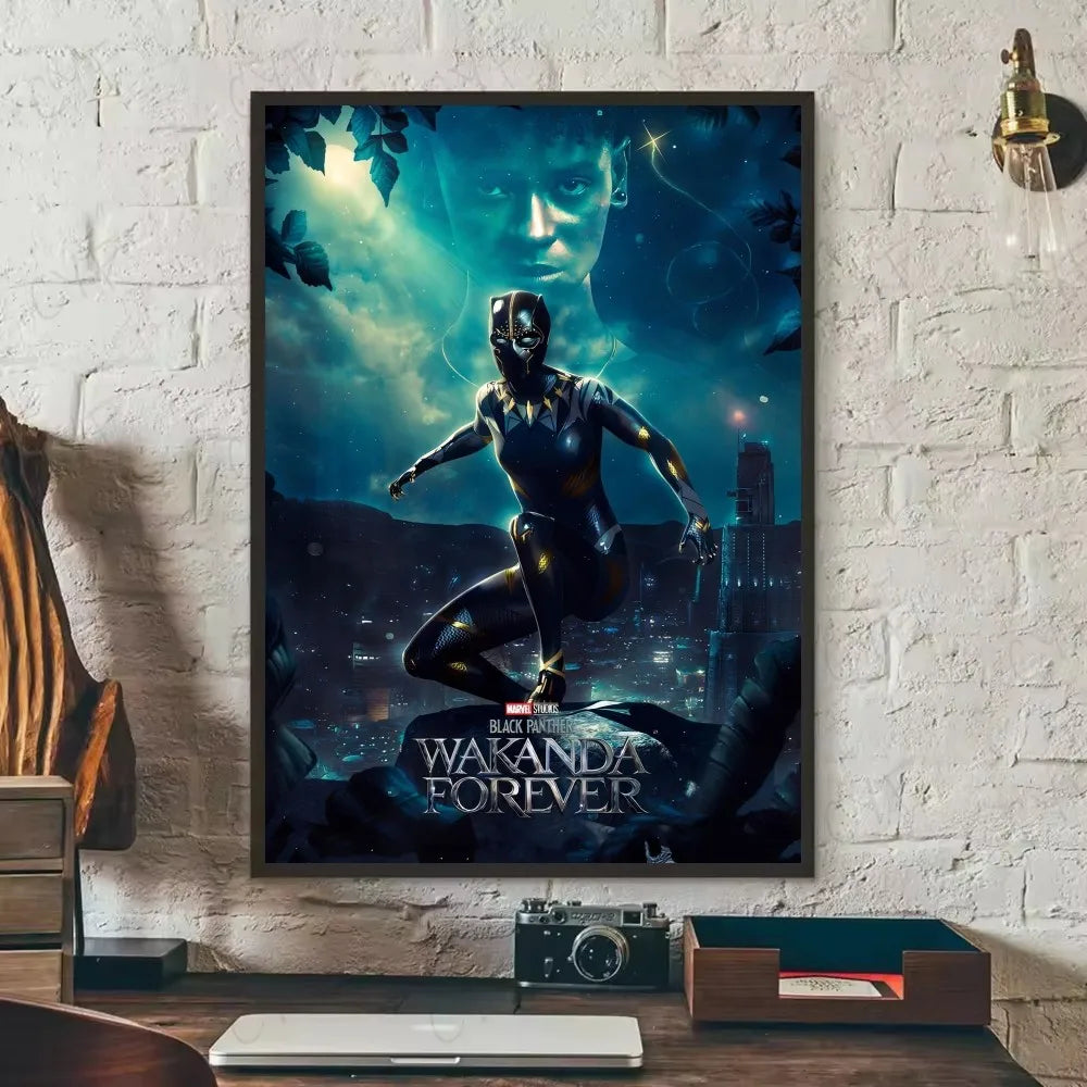 S-Superhero W-Wakanda Forever Poster Self-adhesive Art Waterproof Paper Sticker Coffee House Bar Room Wall Decor