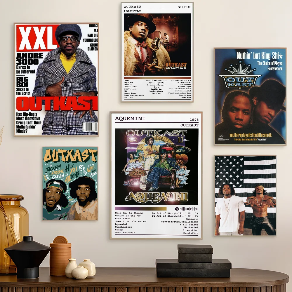 Outkast USA Album Hip Hop Rapper Stars Movie Sticky Posters Vintage Room Home Bar Cafe Decor Room Wall Decor
