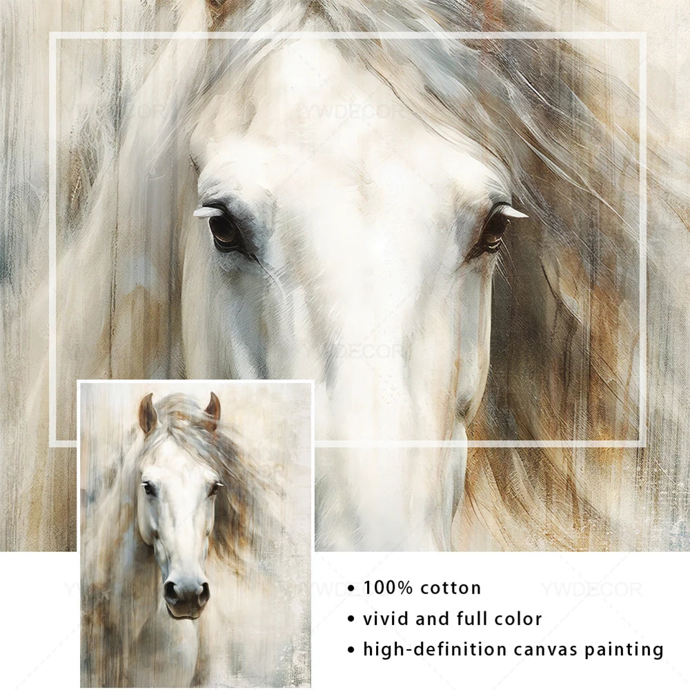 Abstarct White Horse Posters Canvas Prints Animal Painting Wall Art Picture for Living Room Modern Home Decoration NO FRAME