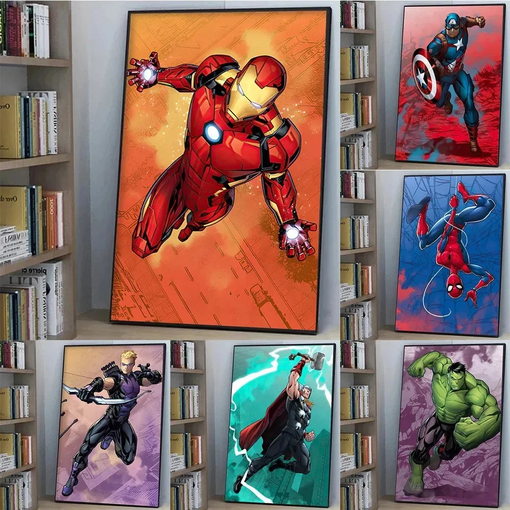 MINISO Canvas Painting Marvel Movie Avengers Superhero Wall Art Posters SpiderMan Home Room Decoration Murals Print Picture Gift