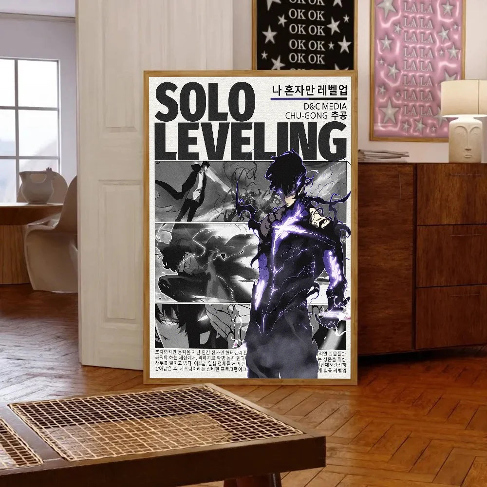 1pc S-Solo L-Leveling Poster Self-adhesive Art Waterproof Paper Sticker Coffee House Bar Room Wall Decor
