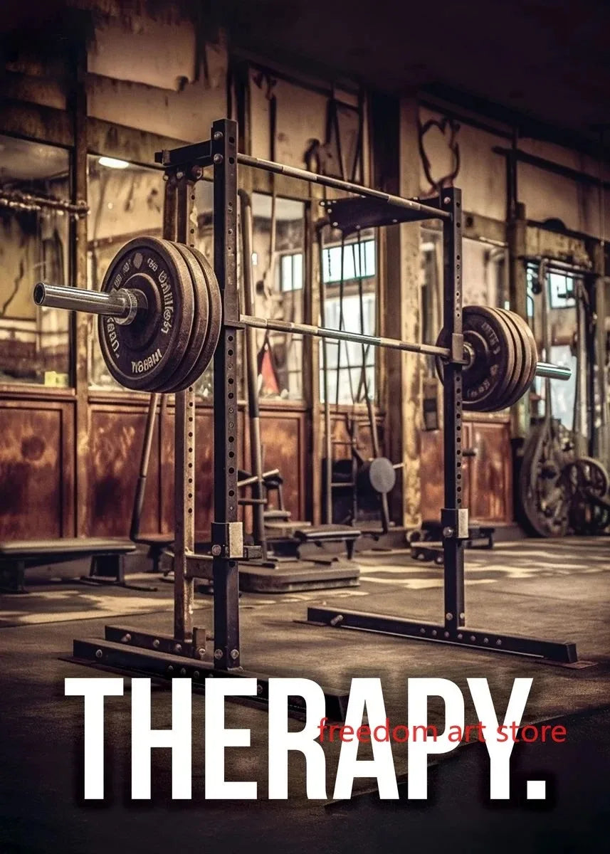 Gym Motivation Muscle Man Bodybuilding Fitness Strength Barbell Art Poster Canvas Painting Wall Print Picture for Home Gym Decor