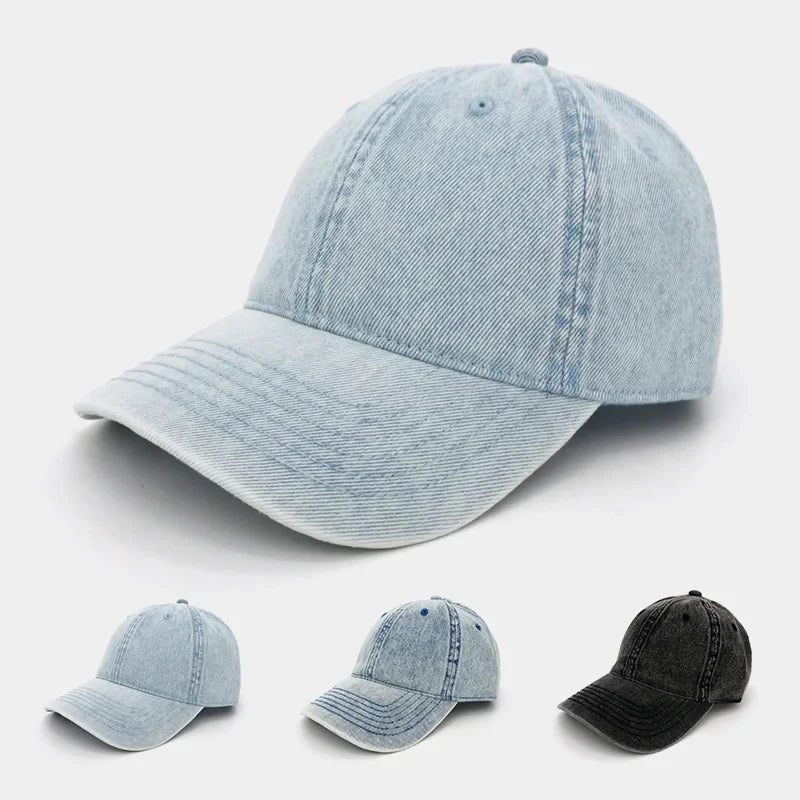 MAXSITIU Four Seasons Solid washed denim baseball caps for men vintage distressed hip-hop hats women spring summer peaked cap