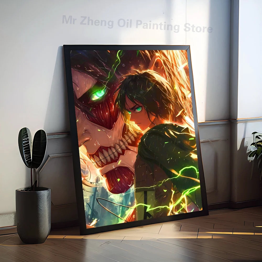 1PC Attack On Titan Poster Self-adhesive Art Waterproof Paper Sticker Coffee House Bar Room Wall Decor