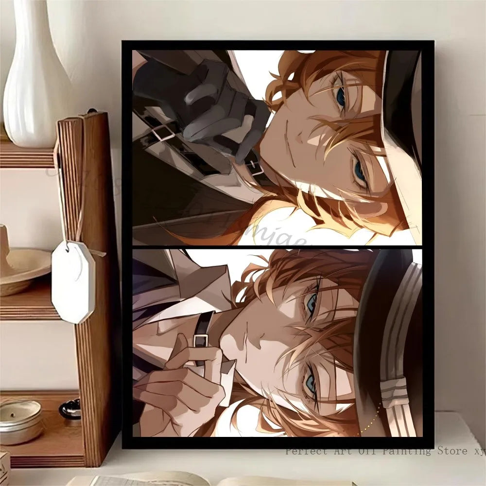 1pc Bungo Stray Dogs Dazai Chuuya Anime Poster Stickers Art Wall Murals Decor Game Room Decor Gifts Kawaii HD Painting Cat Cars