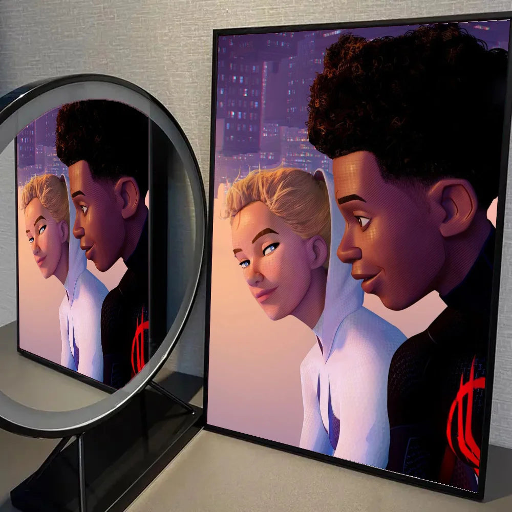 1pc D-Disney S-Spider Man Across The Spider Verse Poster Self-adhesive Art Waterproof Paper Sticker Wall Decor