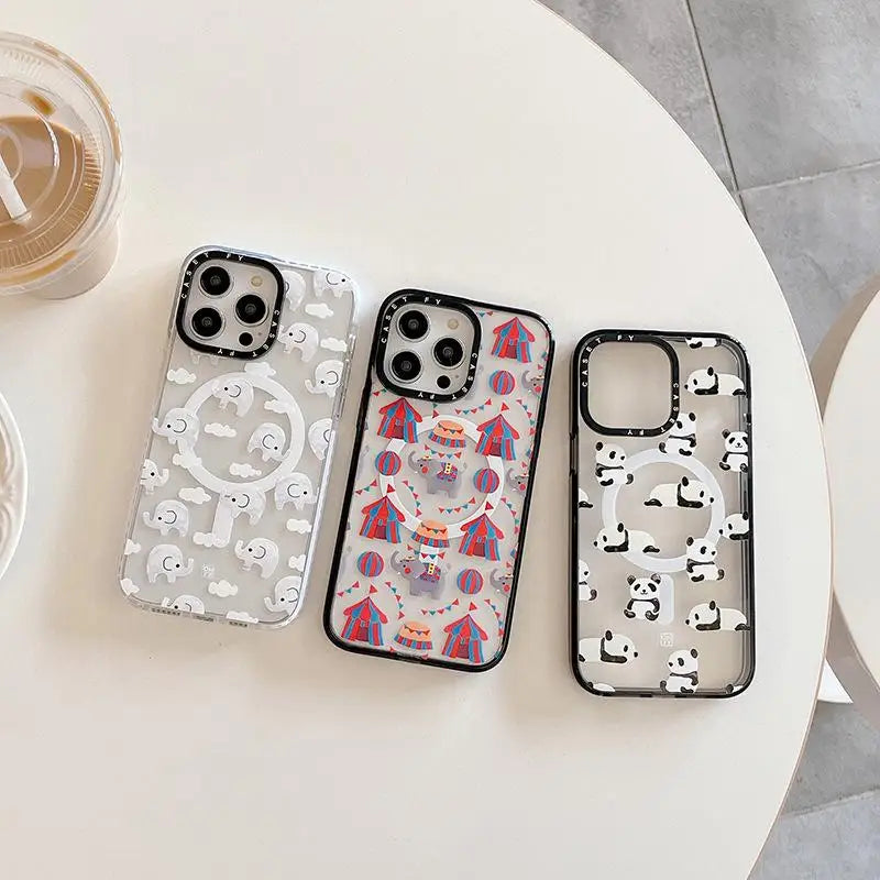 Circus Elephant Suitable for Apple iPhone 16 ProMax Magnetic Phone Case 15 Trendy Brand 14 13 Anti-fall