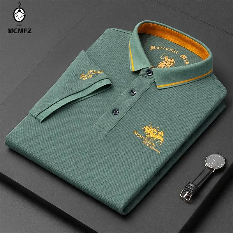 Men's Embroidered Casual Fashion Short Sleeved POLO Shirt Summer Comfortable Top