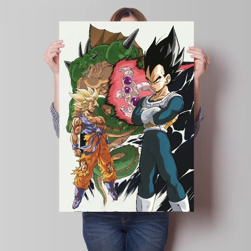 Bandai Classic Anime Dragon Ball HD Poster Goku Gohan Vegeta Piccolo Friza Retro Canvas Painting Print Wall Art Children Gift