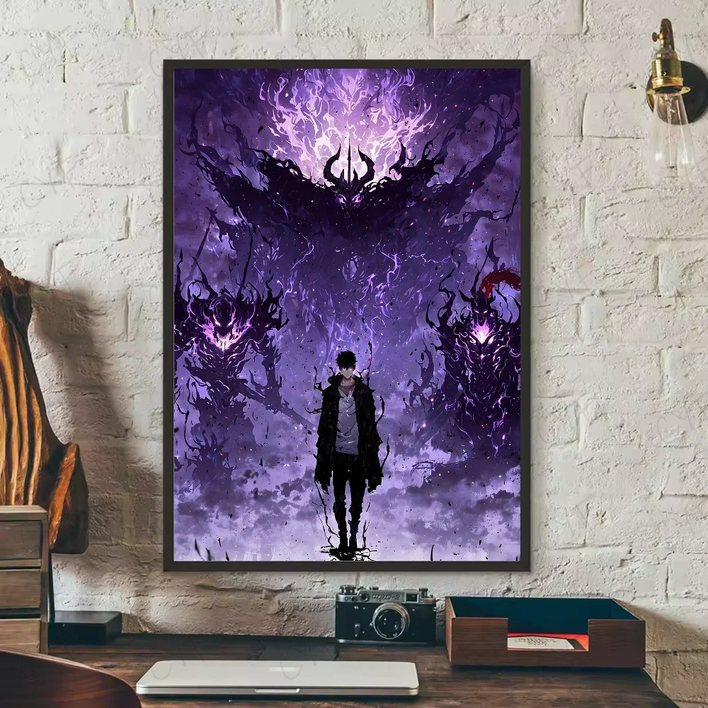 S-Solo Leveling Anime Poster HD art sticky wall waterproof home living room bedroom bar aesthetic decoration