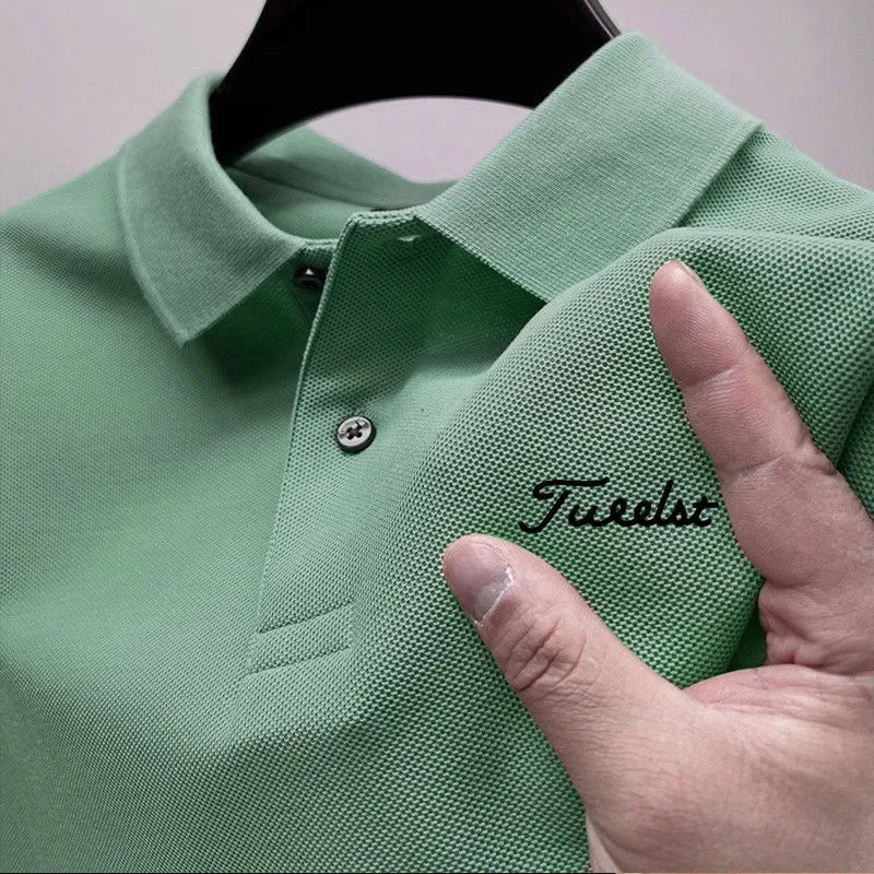 2025 New Men's Business Casual Polo T-shirt Comfortable Tops Style Large Size Pullover with Badge Pattern T-shirt