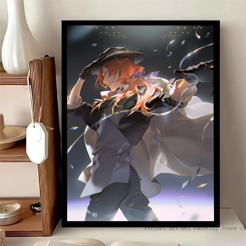 1pc Bungo Stray Dogs Dazai Chuuya Anime Poster Stickers Art Wall Murals Decor Game Room Decor Gifts Kawaii HD Painting Cat Cars