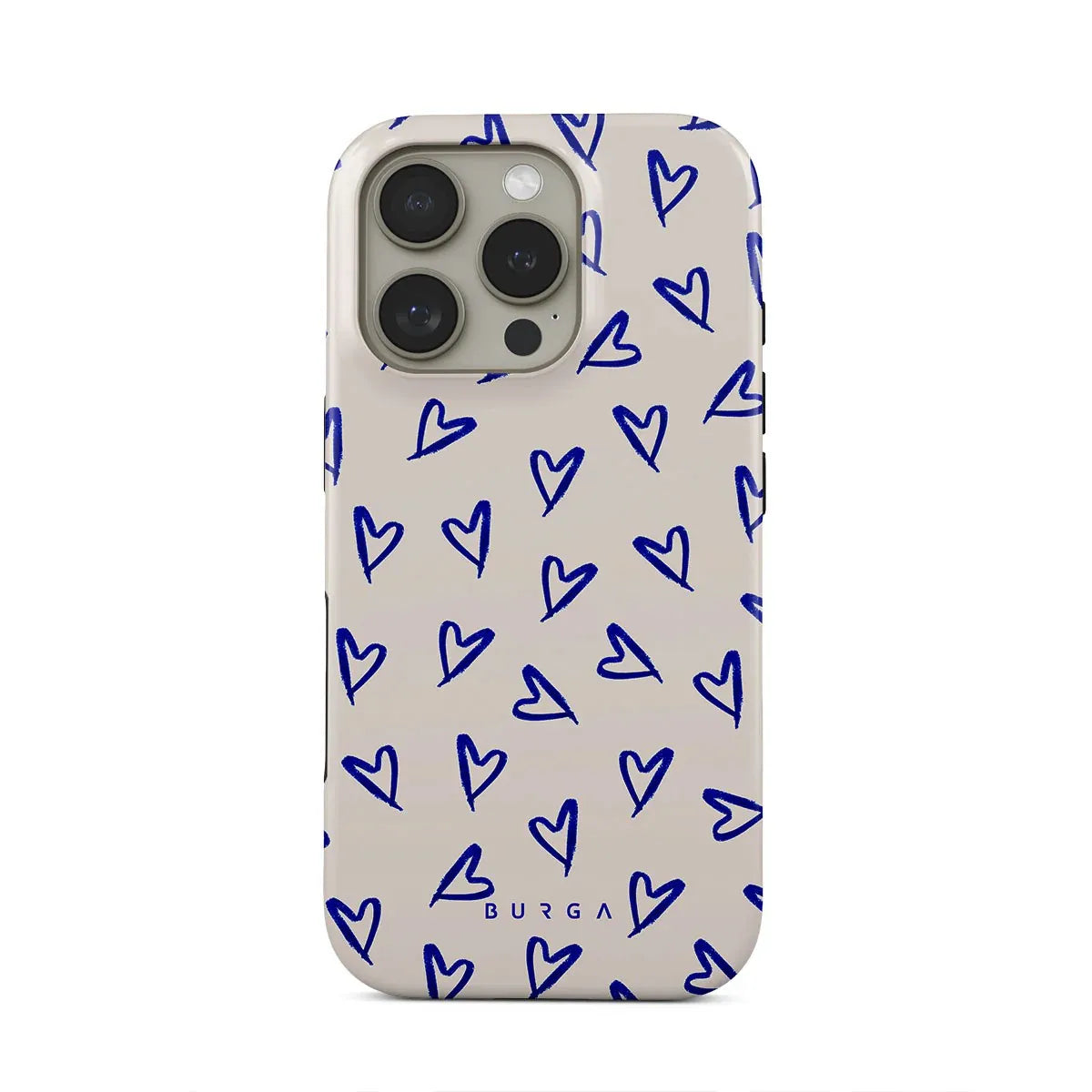 BURGA Blue Love Heart INS Phone Case for IPhone 16 15 14 13 12 11 Pro Max Plus Luxury Double-layer Back Cover