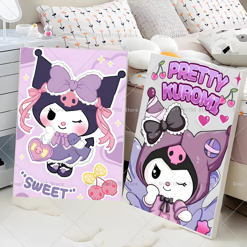 1PC Cut Cartoon K-Kuromi Poster Self-adhesive Art Waterproof Paper Sticker Coffee House Bar Room Wall Decor