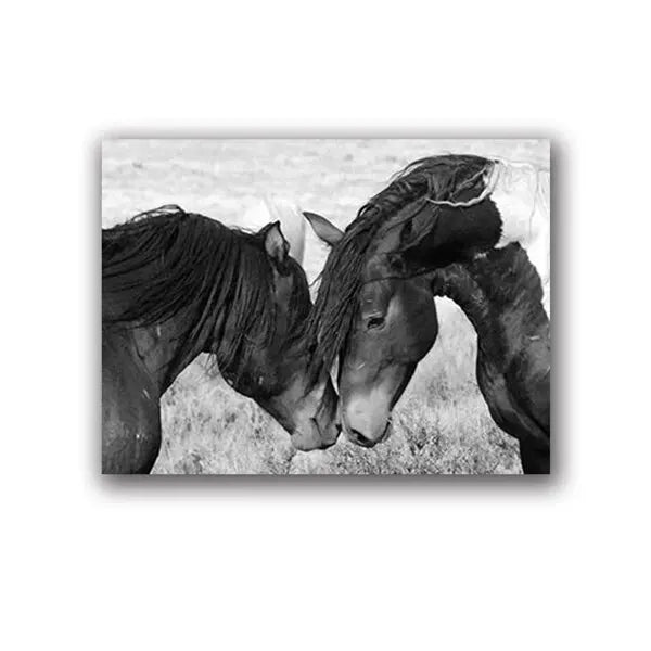 Horse Black and White Photo Poster, Rustic Farm Wall Art, Animal Prints, Canvas Painting Picture, Ideal for Home Room Wall Decor