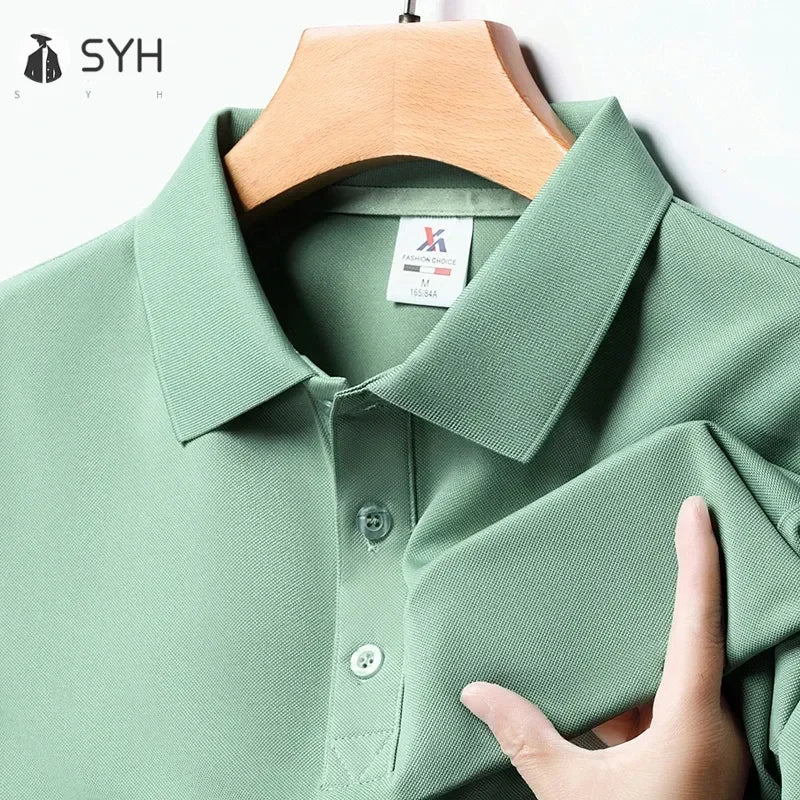 Men's Fashion Solid Short Sleeved Polo Shirt Summer Breathable Comfortable Top
