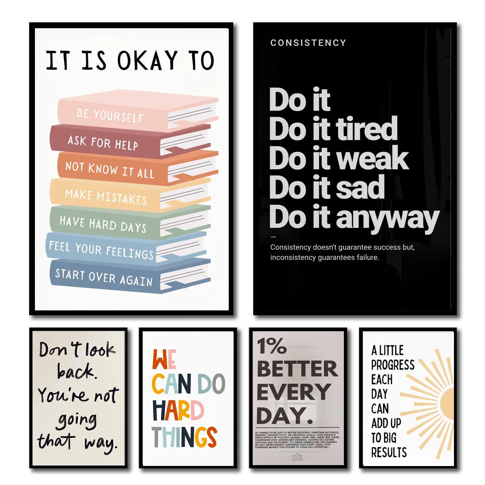 1pc Inspirational Quote Poster Wall Art Motivational Message Unique Gift Idea Poster Minimalistic Home Office Decor