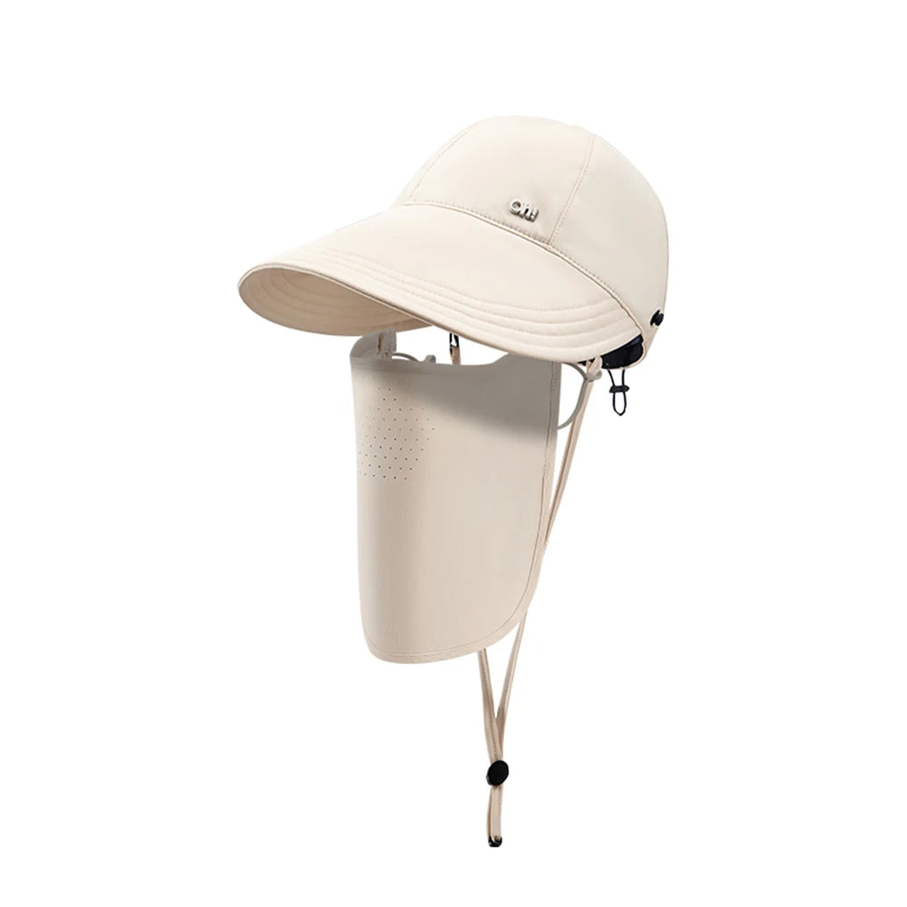OhSunny Women Baseball Cap 2024 New Fashion Spring Summer Adjustable Sun Visor Anti-UV UPF1000+ Hats with Face Protective Scarf