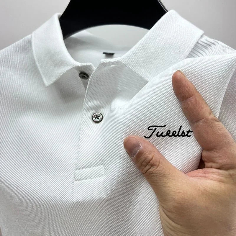 2025 New Men's Business Casual Polo T-shirt Comfortable Tops Style Large Size Pullover with Badge Pattern T-shirt