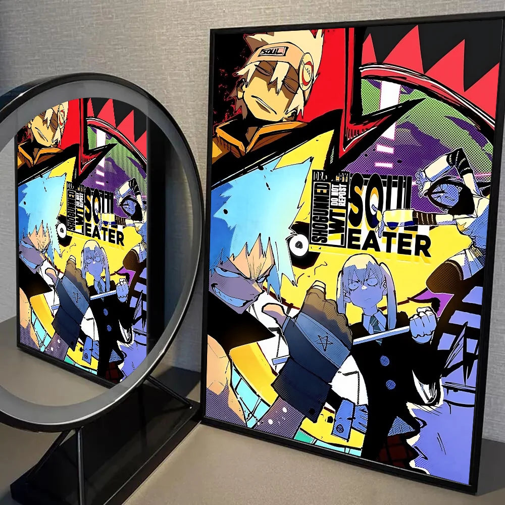 1PC Classic Anime Soul Eater Poster Self-adhesive Art Waterproof Paper Sticker Coffee House Bar Room Wall Decor