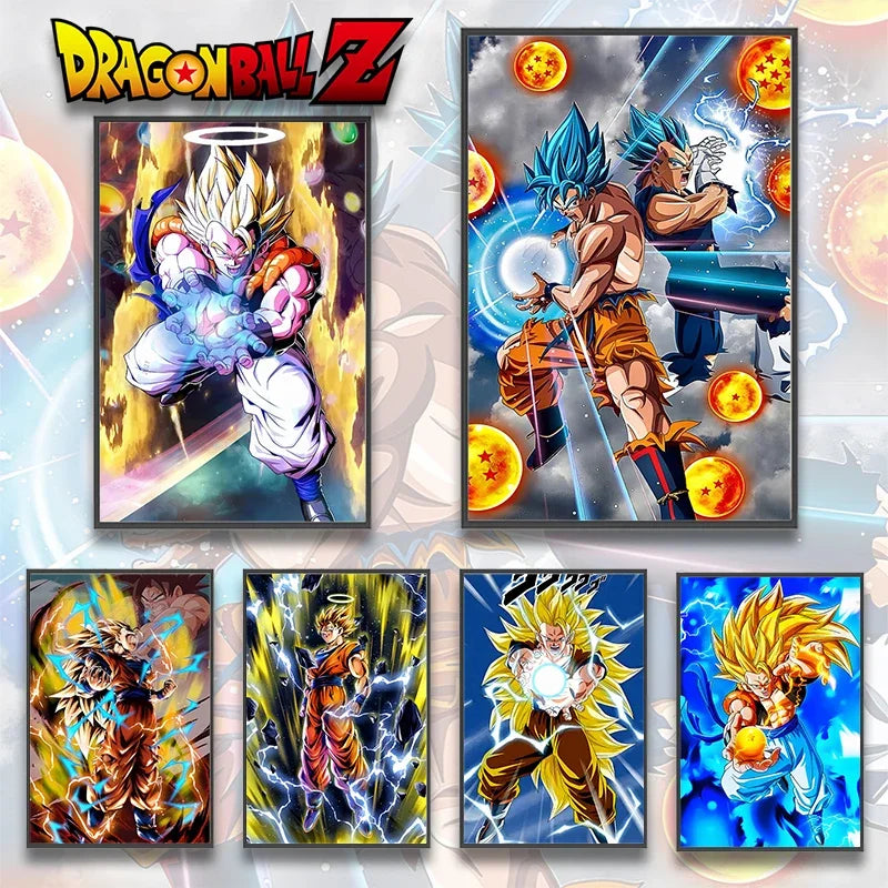 Dragon Ball Self-adhesive Poster Saiyan Goku Anime Wallpapr Figures Home Decoration Painting Pictures Wall Art Birthday Gift
