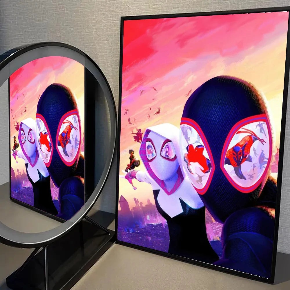 1pc D-Disney S-Spider Man Across The Spider Verse Poster Self-adhesive Art Waterproof Paper Sticker Wall Decor