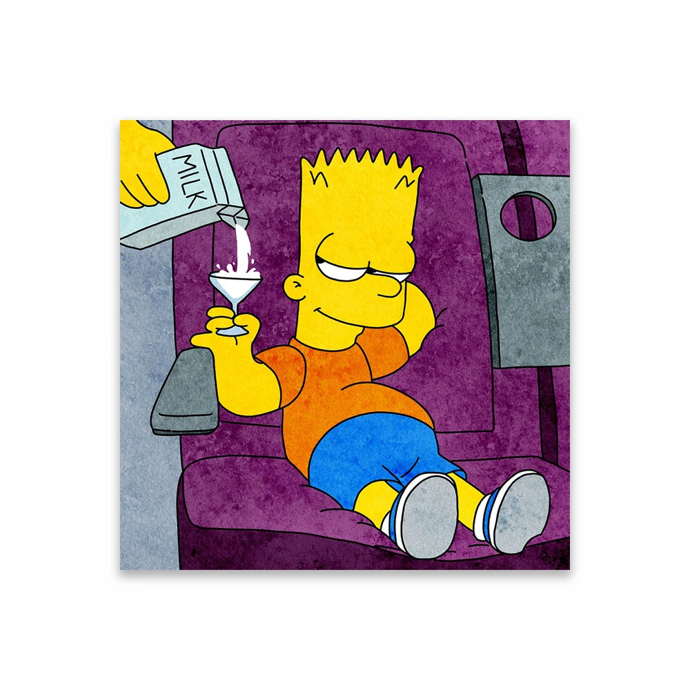 The Simpsons Poster Disney Watercolor Illustration Print Wall Art Prints Cartoon Family Love Canvas Painting Kids Bedroom Decor