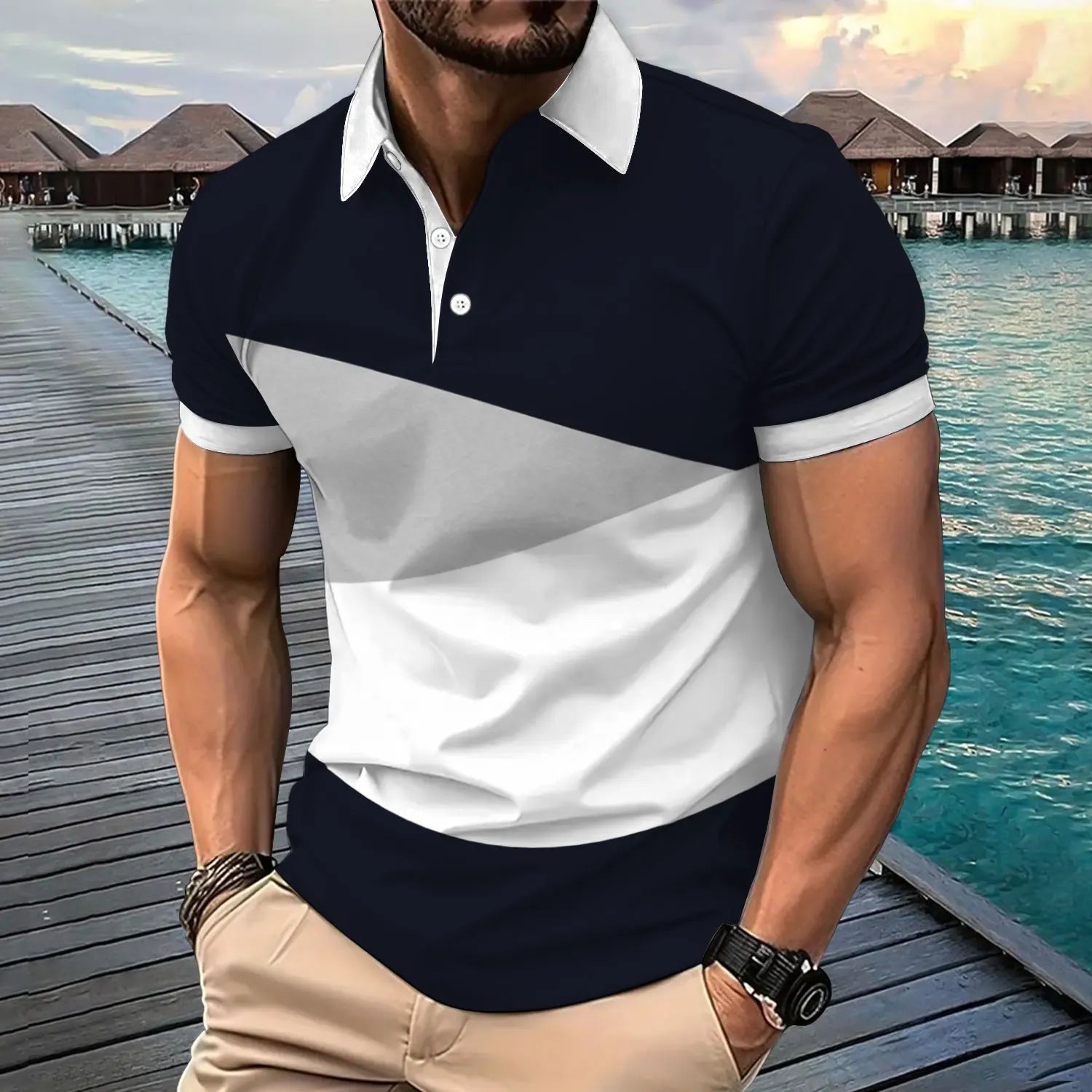Men's personality polo fashion short sleeve digital printing poloMen's personality polo fashion short sleeve digital printing po
