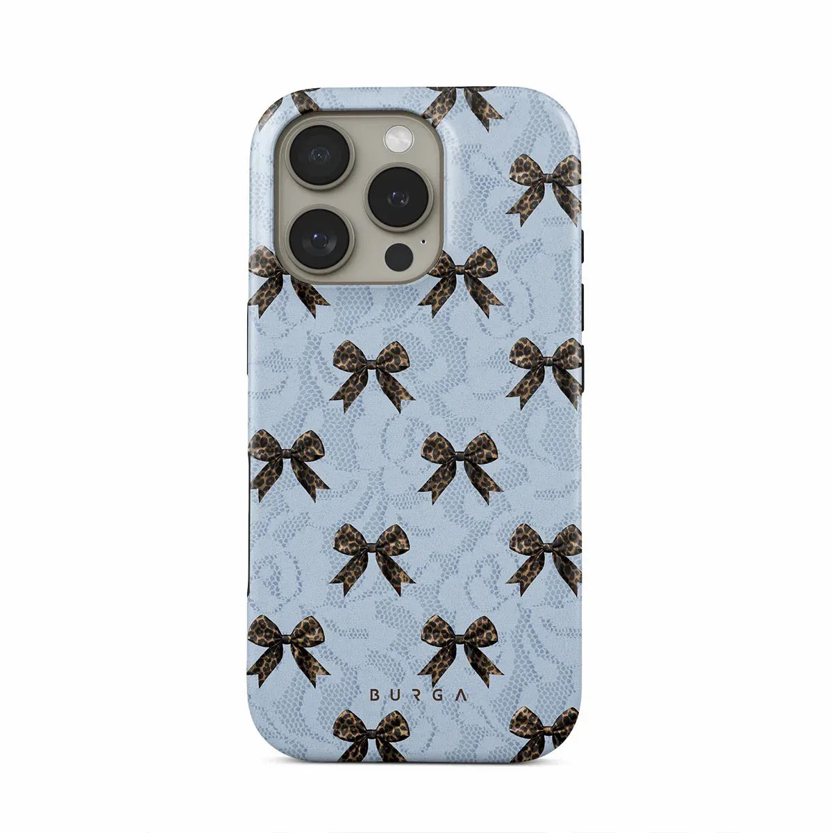 Fashion Blue Bow BURGA Phone Case for iPhone 16 15 14 13 12 11 X XS XR XSMAX 7 8 Pro Max Plus Luxury Double-layer Back Cover