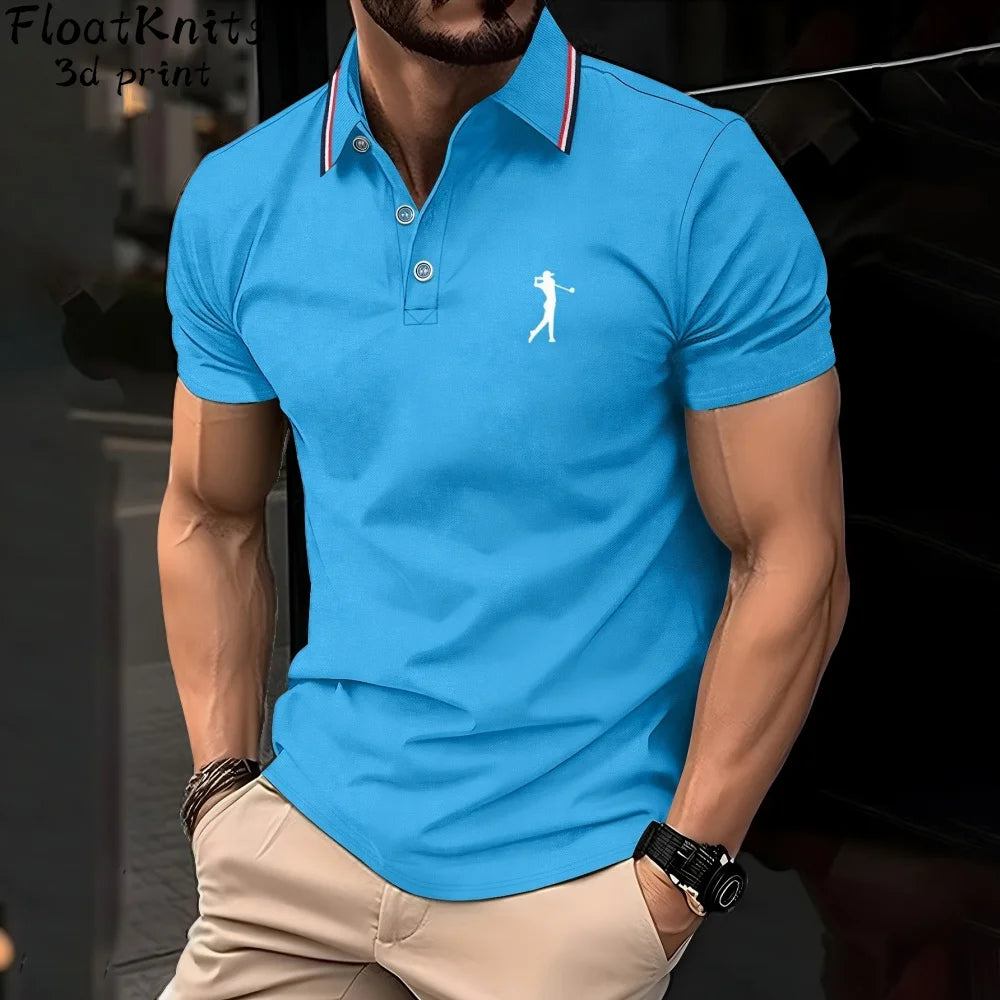 Fashion Minimalist Printed Mens Polo Shirts Short Sleeve Tee Men's Clothing Casual Simple T-Shirts for Men New in Tops & Tees
