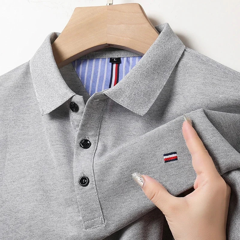 2025 New Cotton Summer Men's Casual Fashion Versatile Polo Shirt Breathable and comfortable embroidered top