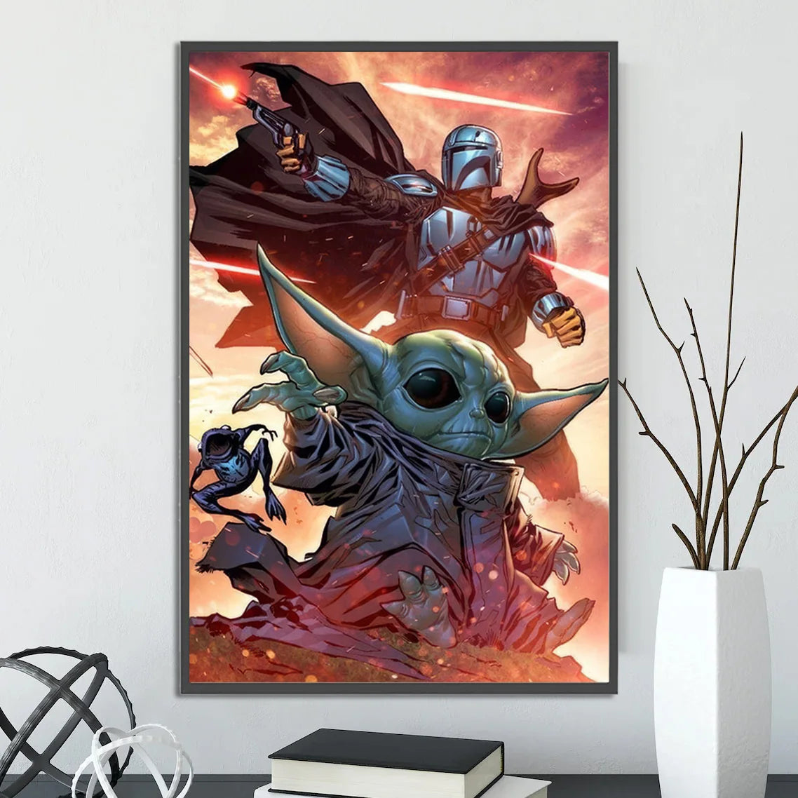 Star Wars Mandalorian Self-adhesive Poster Figures Home Decoration Painting Wall Art Computer Room Decor Kid Gift Yoda Wallpaper