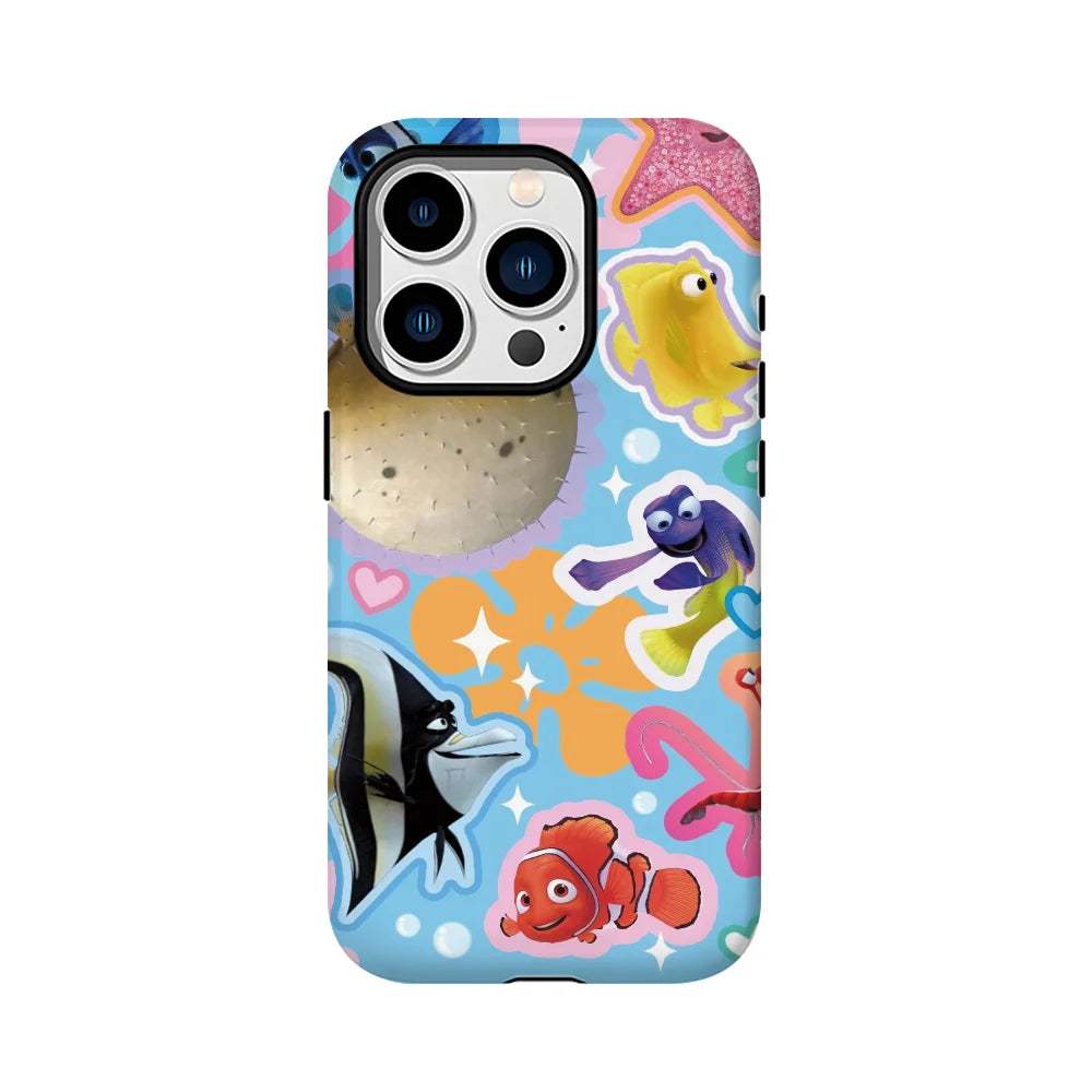 F-Finding N-Nemo Rainbow Sticker Phone Case Phone Case Film shell For iPhone 16 15 14 13 12 11 Pro Max Plus