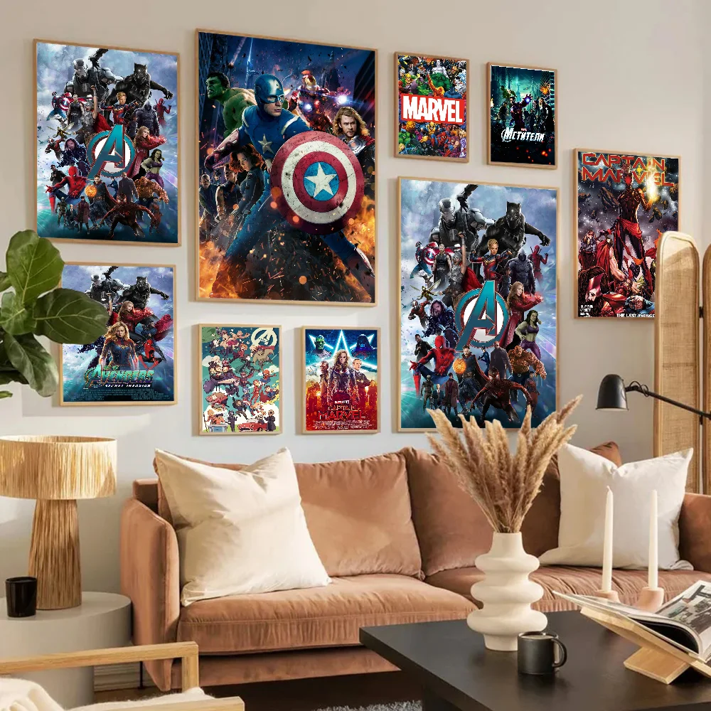 Marvel Self-adhesive Art Poster Whitepaper Prints Posters Artwork Home Decor