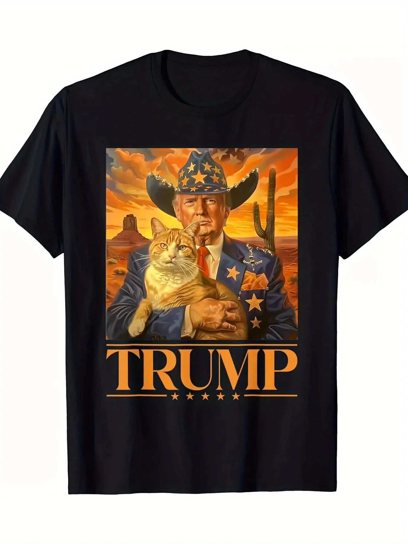 Trummp 2024 Cowboy Cat Patriotic Fourth of July T-Shirt for Men