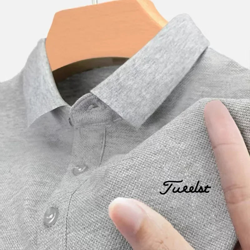 2025 New Men's Business Casual Polo T-shirt Comfortable Tops Style Large Size Pullover with Badge Pattern T-shirt
