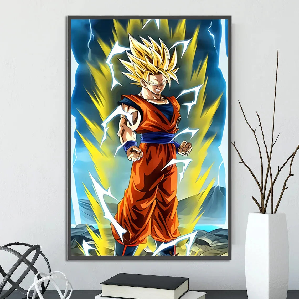 Dragon Ball Self-adhesive Poster Saiyan Goku Anime Wallpapr Figures Home Decoration Painting Pictures Wall Art Birthday Gift