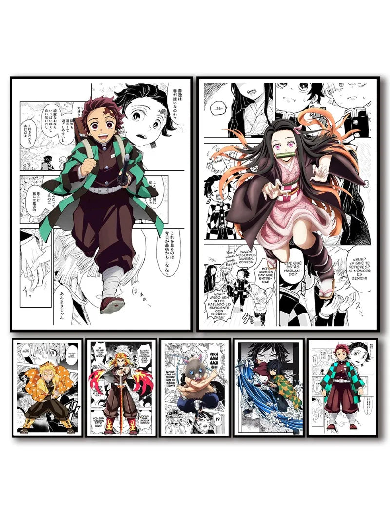 Japan Anime Figure Demon Slayer Picture Art Home Decor Canvas Painting Poster For Living Kids Room Sofa Wall Decoration Posters