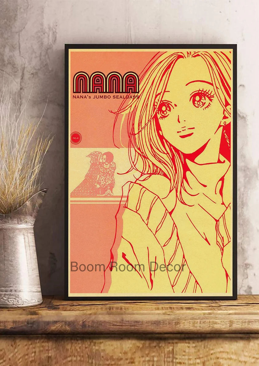 Hot Anime Posters NANA Retro Kraft Paper Sticker Poste 2021 Arrivals Bar Cafe Decor Nostalgia Gift Funny Prints Wall Paintings