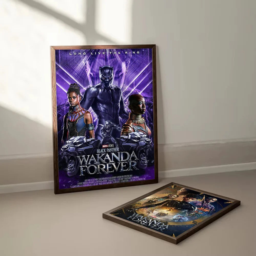 S-Superhero W-Wakanda Forever Poster Self-adhesive Art Waterproof Paper Sticker Coffee House Bar Room Wall Decor
