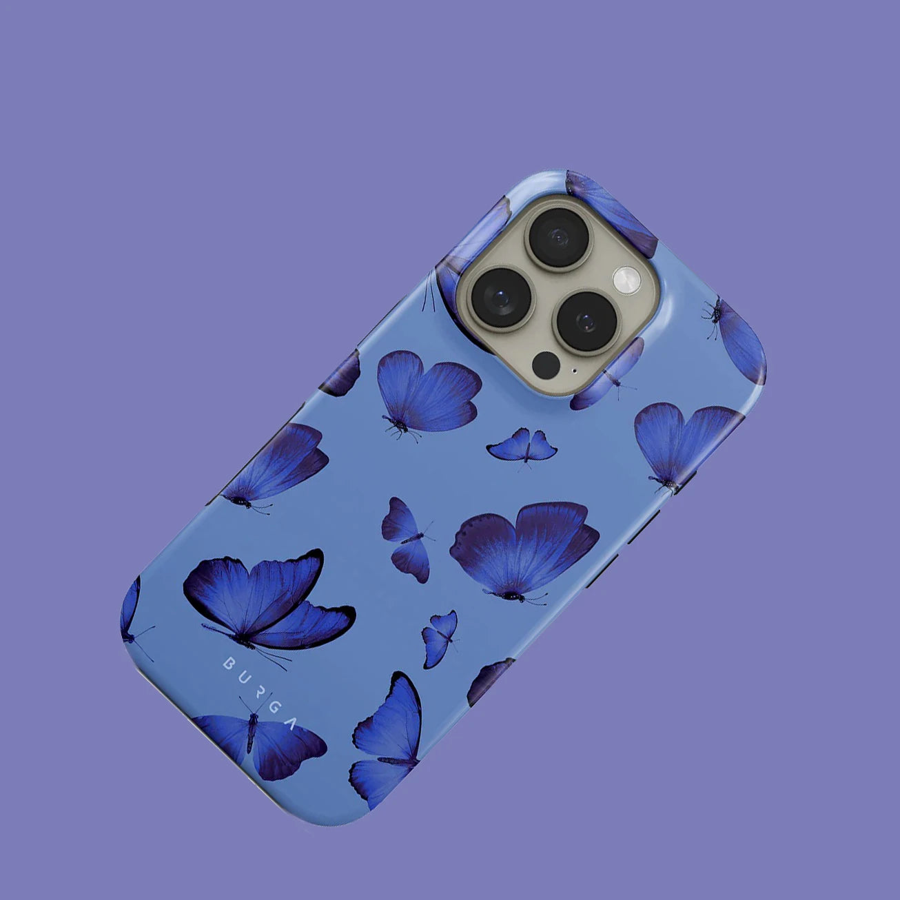 blue Butterfly BURGA Phone Case for iPhone 16 15 14 13 12 11 X XS XR XSMAX 7 8 Pro Max Plus Luxury Double-layer Back Cover
