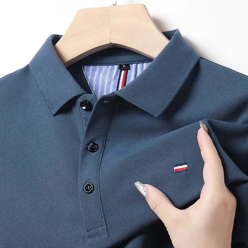2025 New Cotton Summer Men's Casual Fashion Versatile Polo Shirt Breathable and comfortable embroidered top