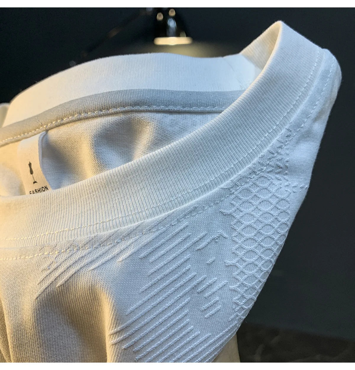 High end embroidered men's short sleeved shirt, summer high-density T-shirt, halo printed loose half sleeved shirt