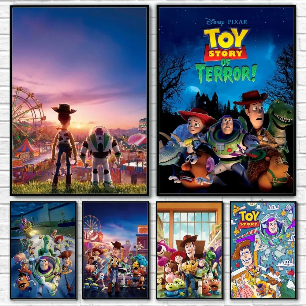 Animated Movies Toy Story Poster Sticky Wall Art Printing Waterproof Home Living Bed Room Bar Aesthetic Decor