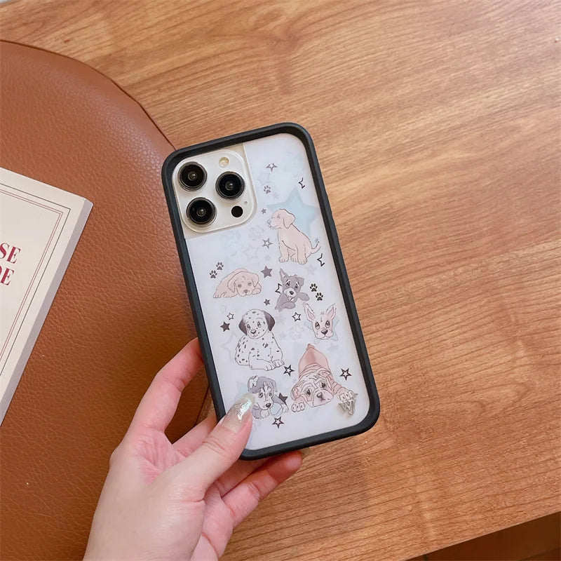 Wildflower Cartoon 3D Cute Dog Cat  Anti-Fall  Phone Case for iPhone 15 14 13 16 Pro Max WF Pet Duck butterfly Shockproof Cover