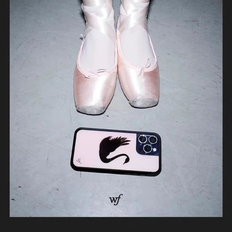 Wildflower Black Swan Phone Case for iPhone 12 13 14 15 16 Pro Max Plus 16pro 15pro WF 3D Fashion Ballet girls Cover Funda