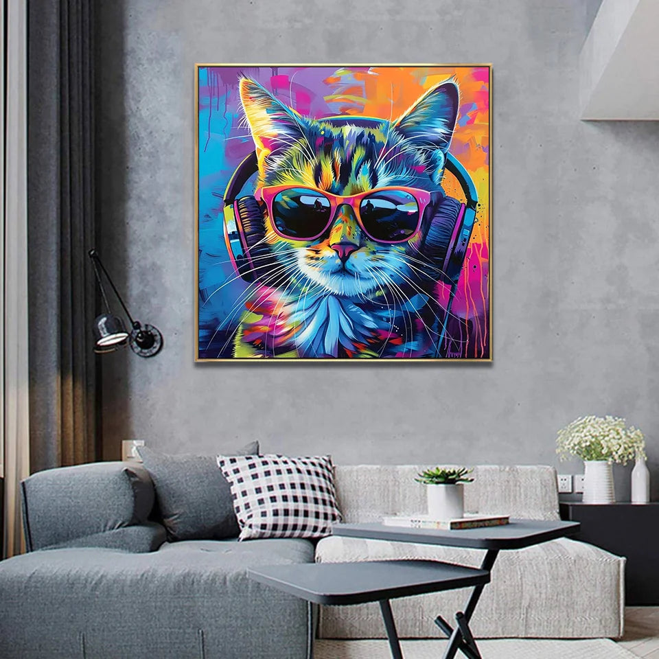 Momoart Diamond Mosaic Cat Animal Picture Rhinestones 5D DIY Embroidery Full Square Round Painting Handmade Hobby