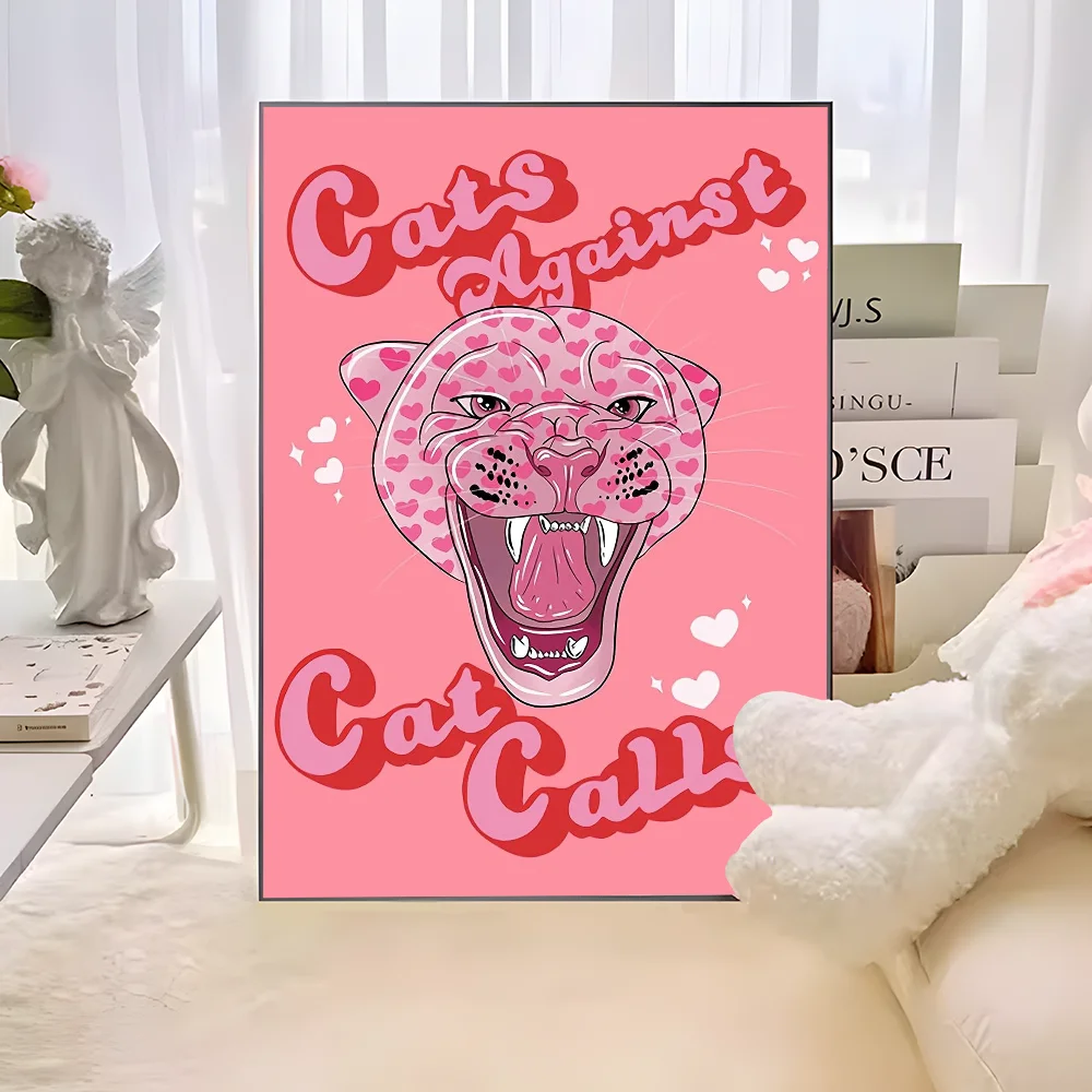 Wild Leopard Tiger Vase Flower Girl Power Whitepaper Poster HD Quality Poster Wall Art Painting Study Room Wall Decor