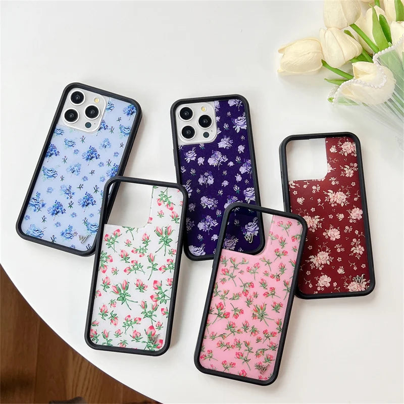 Wildflower Hot Wild Flowers Rose Phone Case for iPhone 15 14 13 12 16 Pro Max WF Ins Vintage Floral Gardenia Prunus Flower Shell